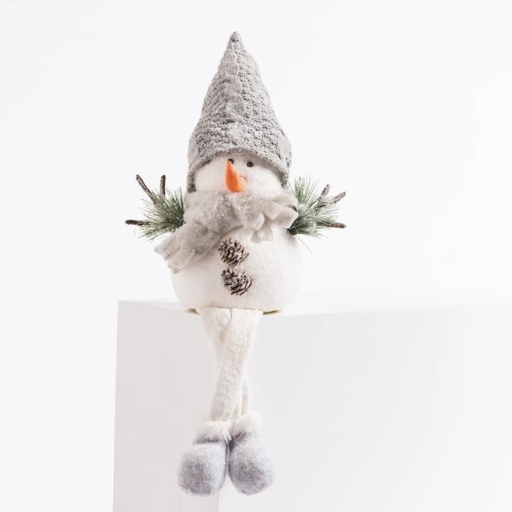 RETIF Bonhomme De Neige Blanc Et Gris Assis H46 Ou 56Cm - 2 Modeles Possibles Discount