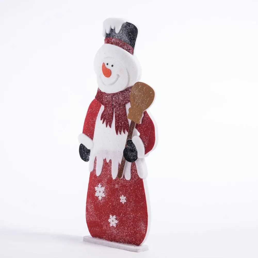 RETIF Bonhomme De Neige En Ouate Rouge Et Blanc L 54 X H 122 Cm New
