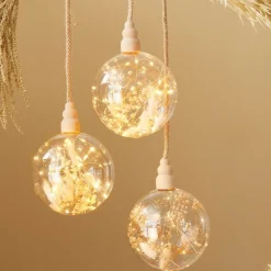 RETIF Boule Avec Fleurs Sechees 30 Micro Led Blanc Chaud O14Cm New