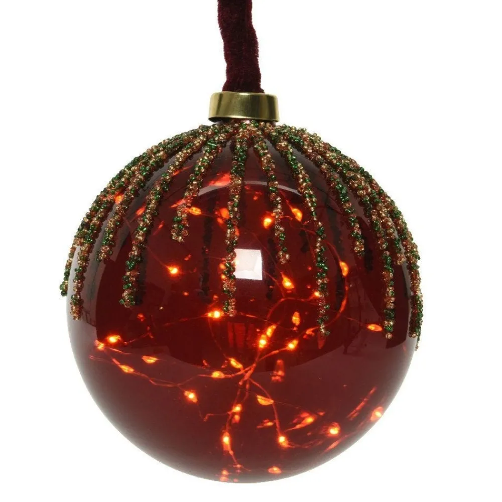 RETIF Boule En Verre Rouge 40 Leds Blanc Chaud O20Cm Clearance
