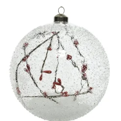 RETIF Boule En Verre Transparente Interieur Neige Et Baies O 15 Cm Clearance