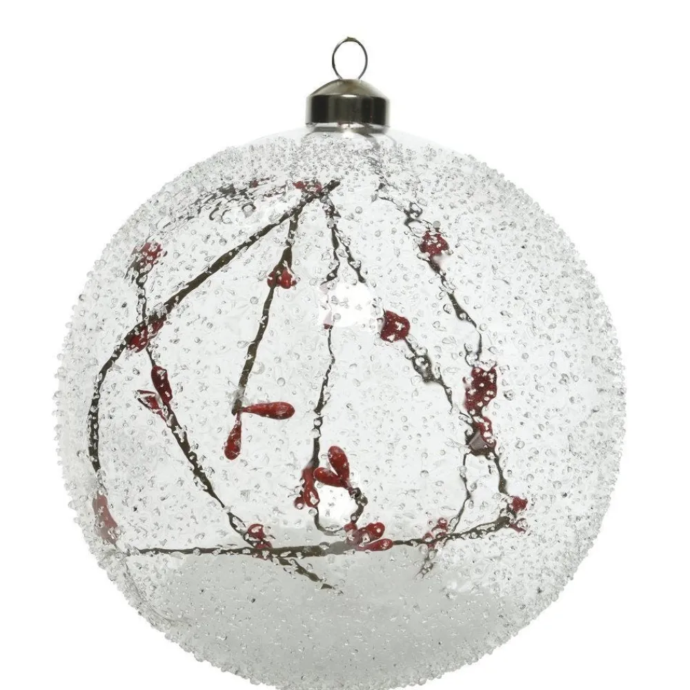 RETIF Boule En Verre Transparente Interieur Neige Et Baies O 15 Cm Clearance