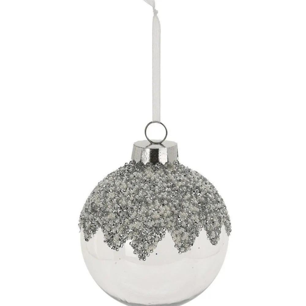 RETIF Boule Perles Et Pailletes Blanc/Argent O12Cm 3 Finitions Possibles Sale