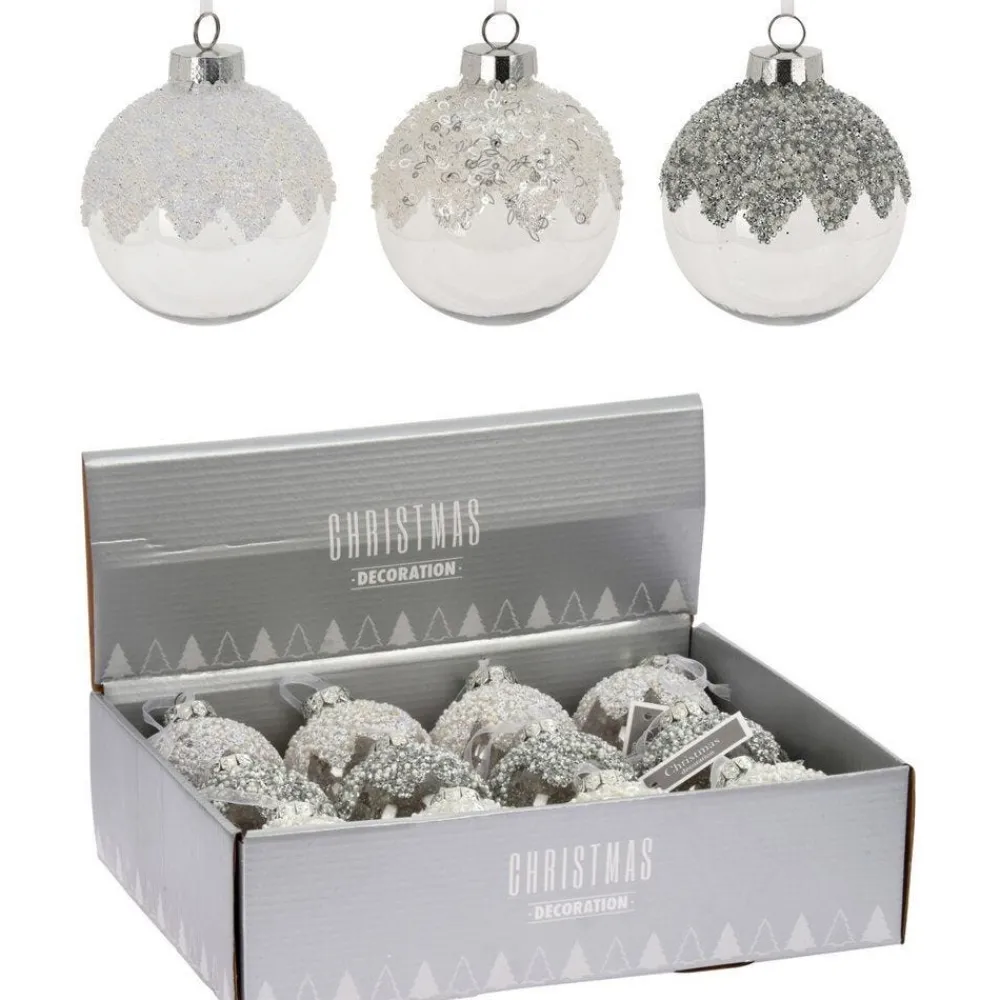 RETIF Boule Perles Et Pailletes Blanc/Argent O12Cm 3 Finitions Possibles Sale