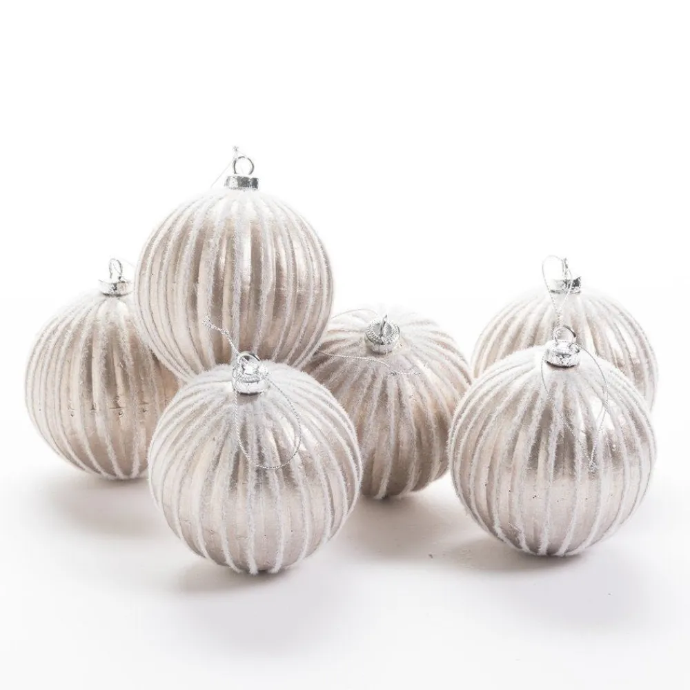 RETIF Boules Champagne Et Lignes Blanches O 10 Cm - Par 6 Shop