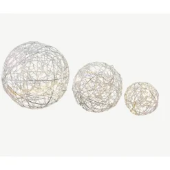 RETIF Boules En Metal Argent Micro Led Lot De 3 Clearance