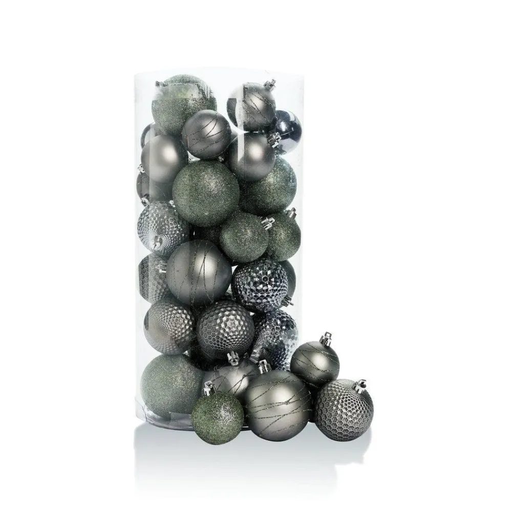 RETIF Boules En Plastique Anthracite D.6 A 8 Cm Finitions Assorties - Boite De 44 Best Sale