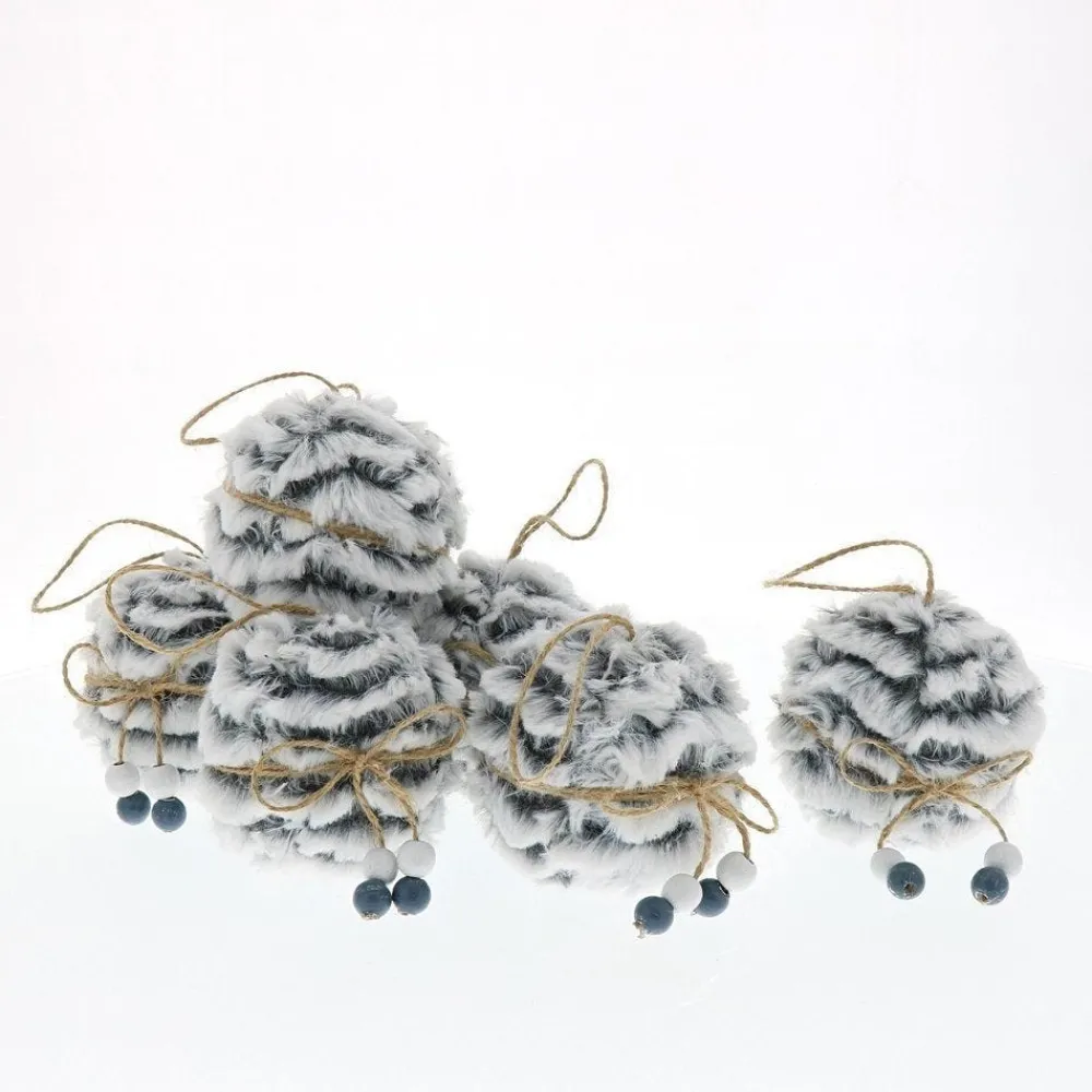 RETIF Boules Fourrure Synthetique Gris Bleu O 8 Cm - Boite De 6 Sale