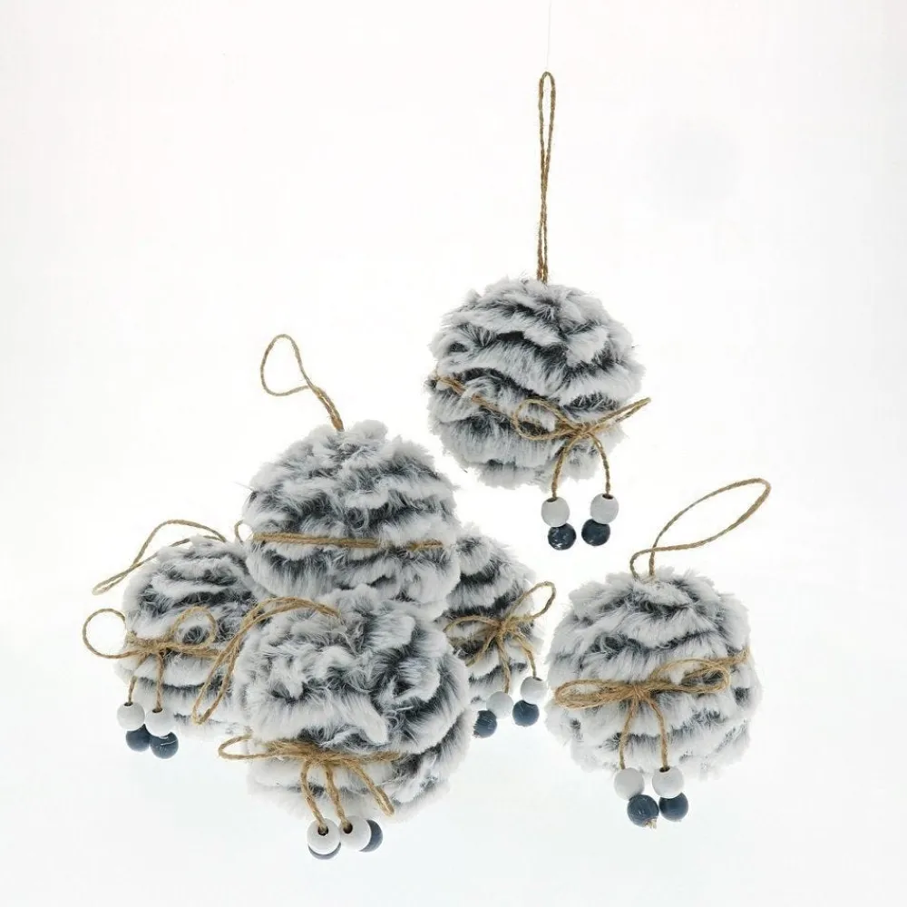 RETIF Boules Fourrure Synthetique Gris Bleu O 8 Cm - Boite De 6 Sale
