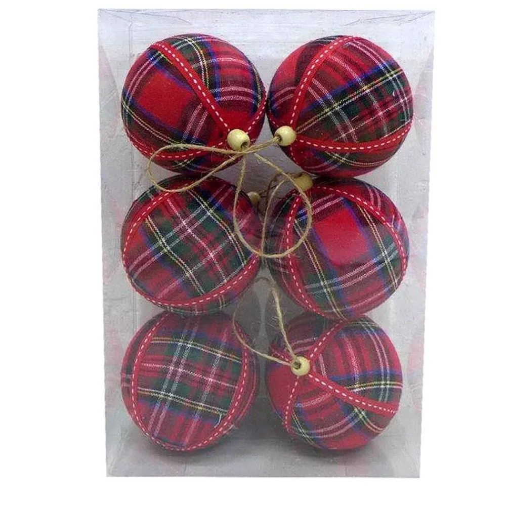 RETIF Boules Tartan Rouge O 10 Cm - Boite De 6 Best Sale