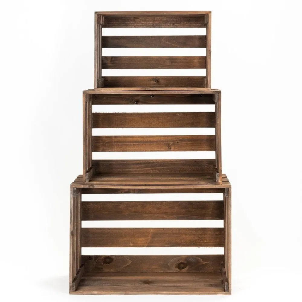 RETIF Caisses En Bois Marron L45 X P30,5 X H24 + L39 X P26,5 X H21 + L33 X P22 X H18 Store