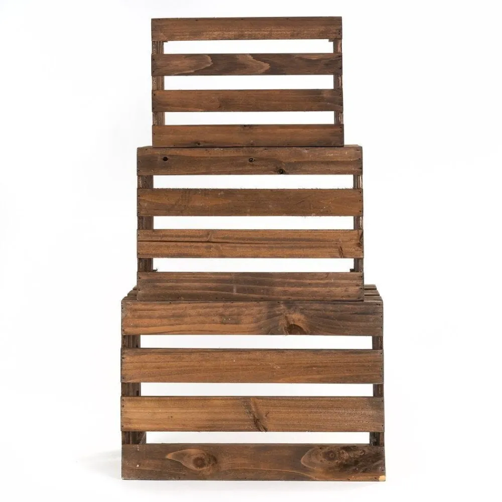 RETIF Caisses En Bois Marron L45 X P30,5 X H24 + L39 X P26,5 X H21 + L33 X P22 X H18 Store