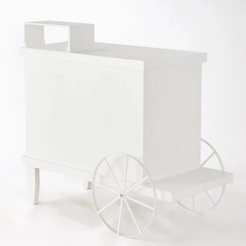 RETIF Charrette Bois Blanc 1 Porte 4 Cases Et Presentoir L120 X P55 X H90 Cm Discount