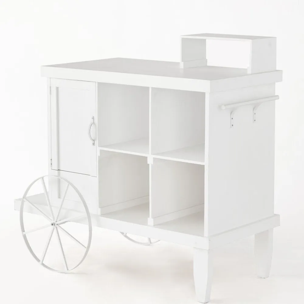 RETIF Charrette Bois Blanc 1 Porte 4 Cases Et Presentoir L120 X P55 X H90 Cm Discount