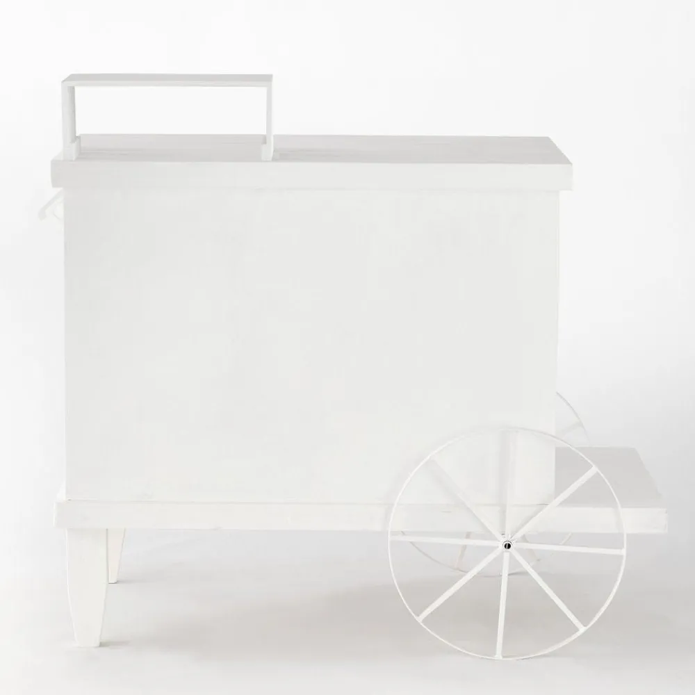 RETIF Charrette Bois Blanc 1 Porte 4 Cases Et Presentoir L120 X P55 X H90 Cm Discount