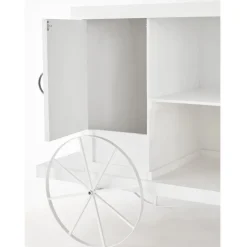 RETIF Charrette Bois Blanc 1 Porte 4 Cases Et Presentoir L120 X P55 X H90 Cm Discount