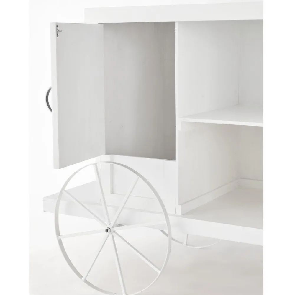 RETIF Charrette Bois Blanc 1 Porte 4 Cases Et Presentoir L120 X P55 X H90 Cm Discount
