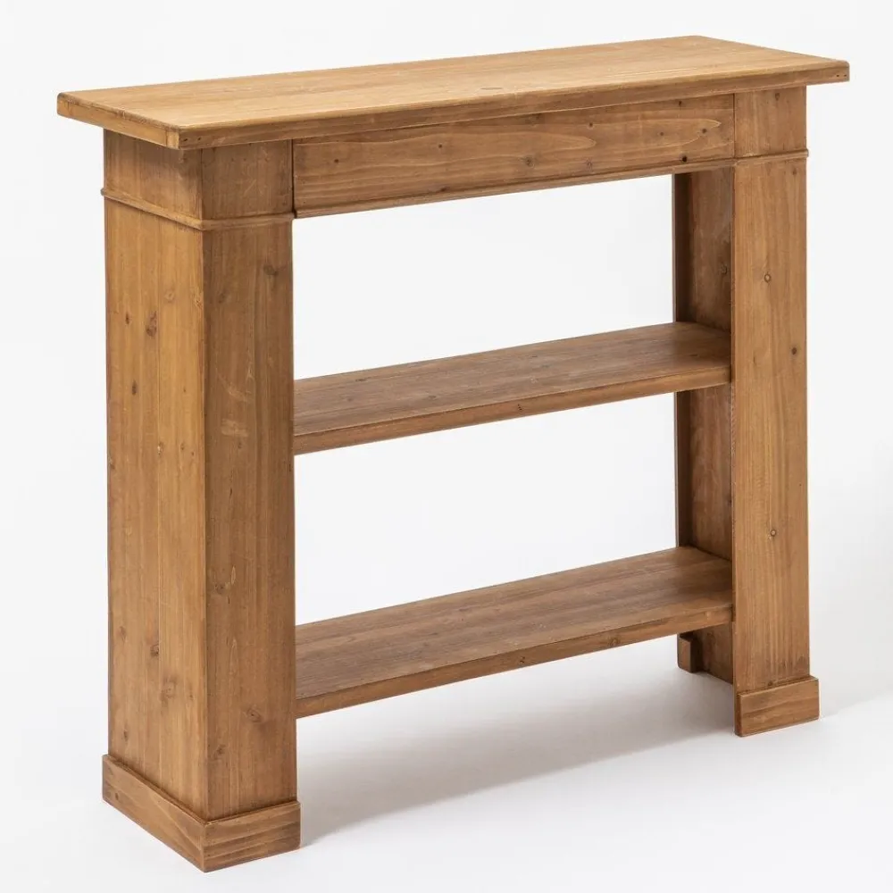 RETIF Cheminee Console En Bois Avec Etageres Amovibles L 90 X P 30 X H 80 Cm Outlet
