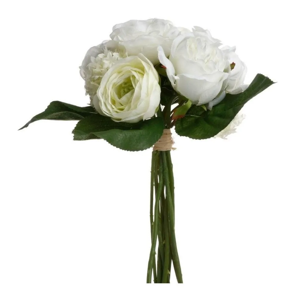 RETIF Compo Artificielle De 3 Roses Blanches Dans 3 Vases En Verre Lies Par Une Corde Fashion