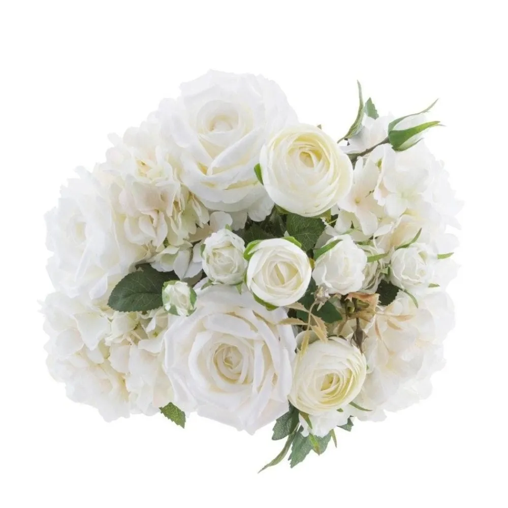 RETIF Compo Artificielle De 3 Roses Blanches Dans 3 Vases En Verre Lies Par Une Corde Outlet