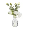 RETIF Compo Artificielle De 3 Roses Blanches Dans 3 Vases En Verre Lies Par Une Corde Shop