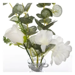 RETIF Compo Artificielle De 3 Roses Blanches Dans 3 Vases En Verre Lies Par Une Corde Shop