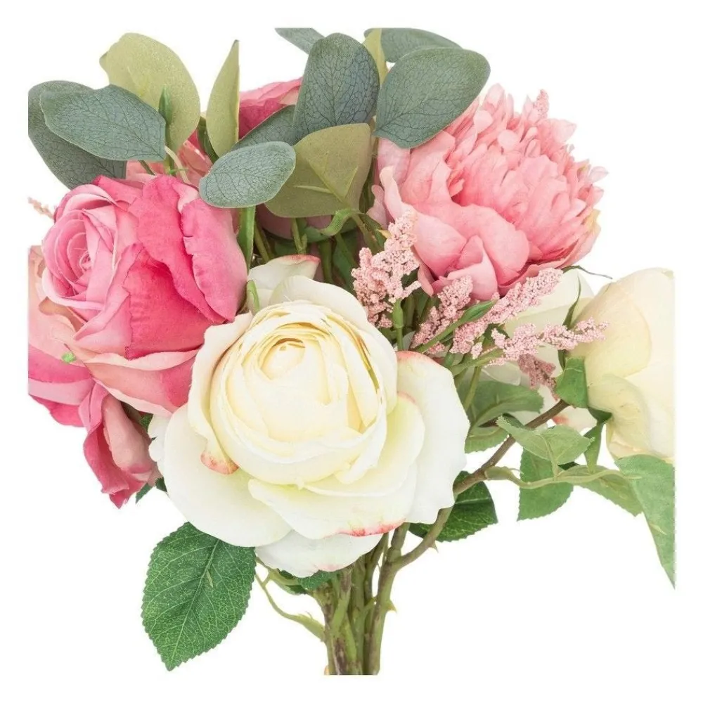 RETIF Compo Artificielle De 3 Roses Blanches Dans 3 Vases En Verre Lies Par Une Corde Best