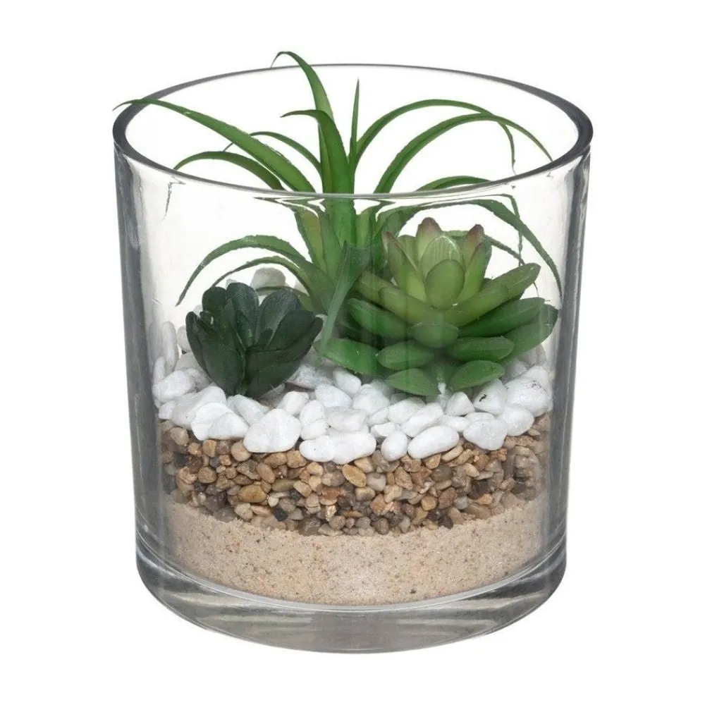RETIF Compo Artificielle De 3 Roses Blanches Dans 3 Vases En Verre Lies Par Une Corde Clearance