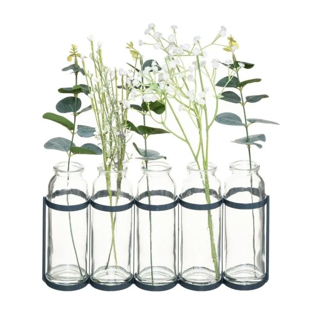 RETIF Composition De Plantes Artificielles 5 Soliflores En Verre Et Metal H36Cm Store