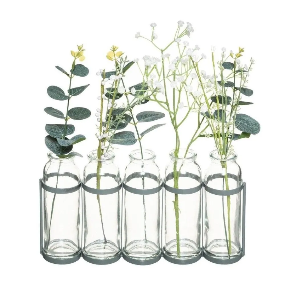 RETIF Composition De Plantes Artificielles 5 Soliflores En Verre Et Metal H36Cm Best Sale