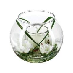 RETIF Composition Florale Artificielle Vase En Verre D. 12Xp. 10Cm Outlet