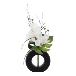 RETIF Composition Florale D'Orchidees Artificielles Vase Noir En Ceramique H45Cm Outlet