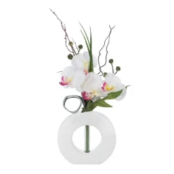 RETIF Composition Florale D'Orchidees Artificielles Vase Blanc En Ceramique H45Cm Sale