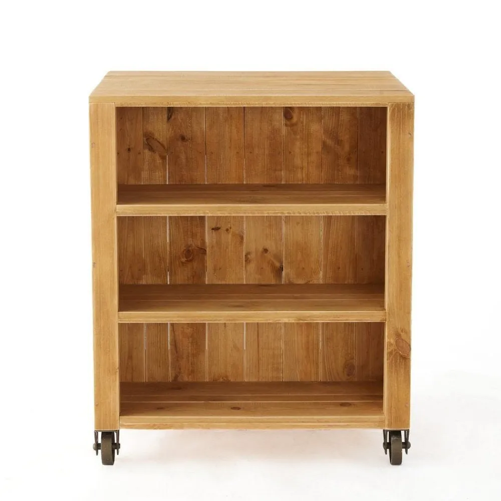 RETIF Comptoir 2 Tablettes L75Xp60Xh90Cm Authentique Sur Roulettes - Pin Massif Teinte Best