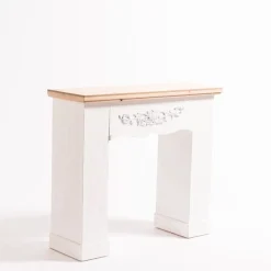 RETIF Console Cheminee Bois Blanc Et Top En Bois Naturel L 90 X P 30 X H 80 Cm Hot
