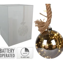 RETIF Corde Avec Boule Lumineuse En Verre Fume O13,5Cm New