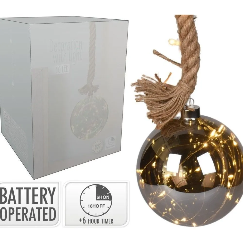 RETIF Corde Avec Boule Lumineuse En Verre Fume O13,5Cm New