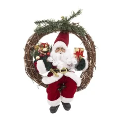 RETIF Couronne Avec Pere Noel Traditionnel En Velours Rouge Et Fourrure Blanche H30Cm Online