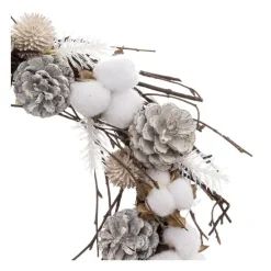 RETIF Couronne De Noel En Bois Lumineuse A Led Branches Fleurs De Coton O35Cm Shop