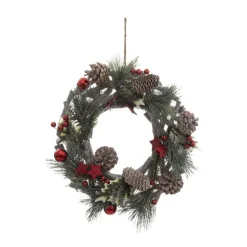 RETIF Couronne De Noel En Bois Avec Branchage Et Deco Rouge Pailletee O30Cm Discount