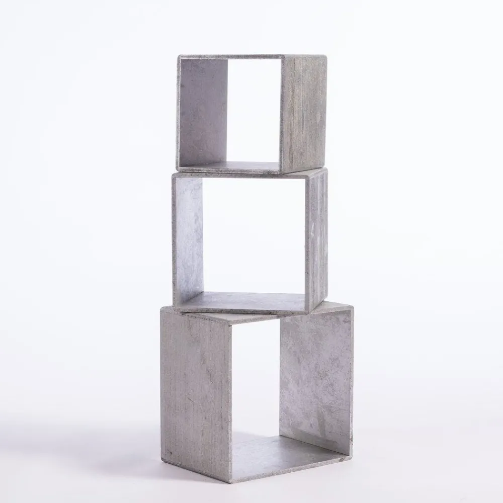 RETIF Cubes Argentes L 35 X P 25 X H 35 + L 30 X P 25 X H 30 + L 25 X P 25 X H 25 Cm Cheap