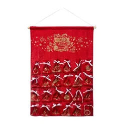 RETIF Deco De Noel Calendrier De L'Avent En Tissu Rouge Avec 24 Pochons H65Cm Flash Sale