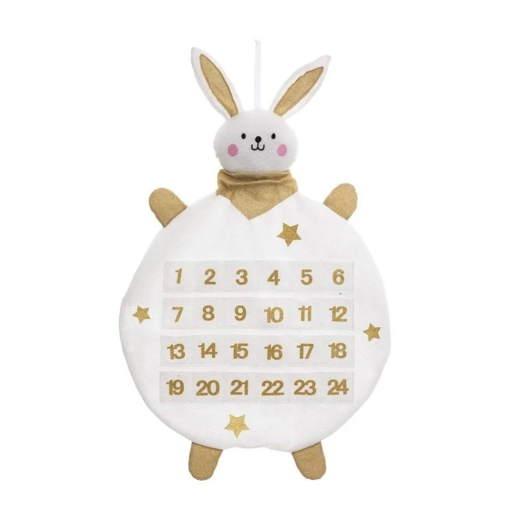 RETIF Deco De Noel Calendrier De L'Avent Lapin Blanc Et Dore Avec 24 Pochettes Cheap
