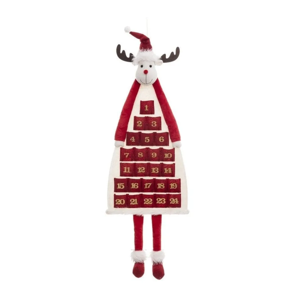 RETIF Deco De Noel Calendrier De L'Avent Renne Rouge Et Blanc Avec 24 Pochettes Cheap