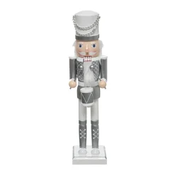 RETIF Deco De Noel Figurine Casse Noisette En Bois Blanc Et Argent H38Cm Clearance