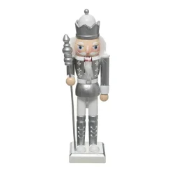 RETIF Deco De Noel Figurine Casse Noisette En Bois Blanc Et Argent H25Cm Online