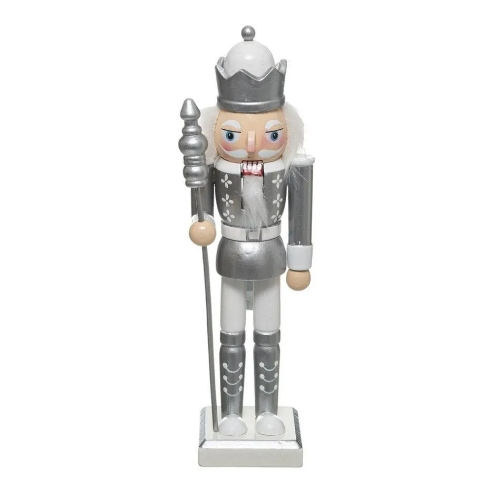RETIF Deco De Noel Figurine Casse Noisette En Bois Blanc Et Argent H25Cm Online