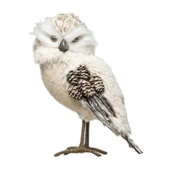 RETIF Deco De Noel Hibou Beige Avec Pommes De Pin Et Paillettes Dorees H26Cm Fashion
