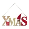 RETIF Deco De Noel Mot A Suspendre Xmas En Bois Rouge Et Paillette Doree H30Cm Clearance