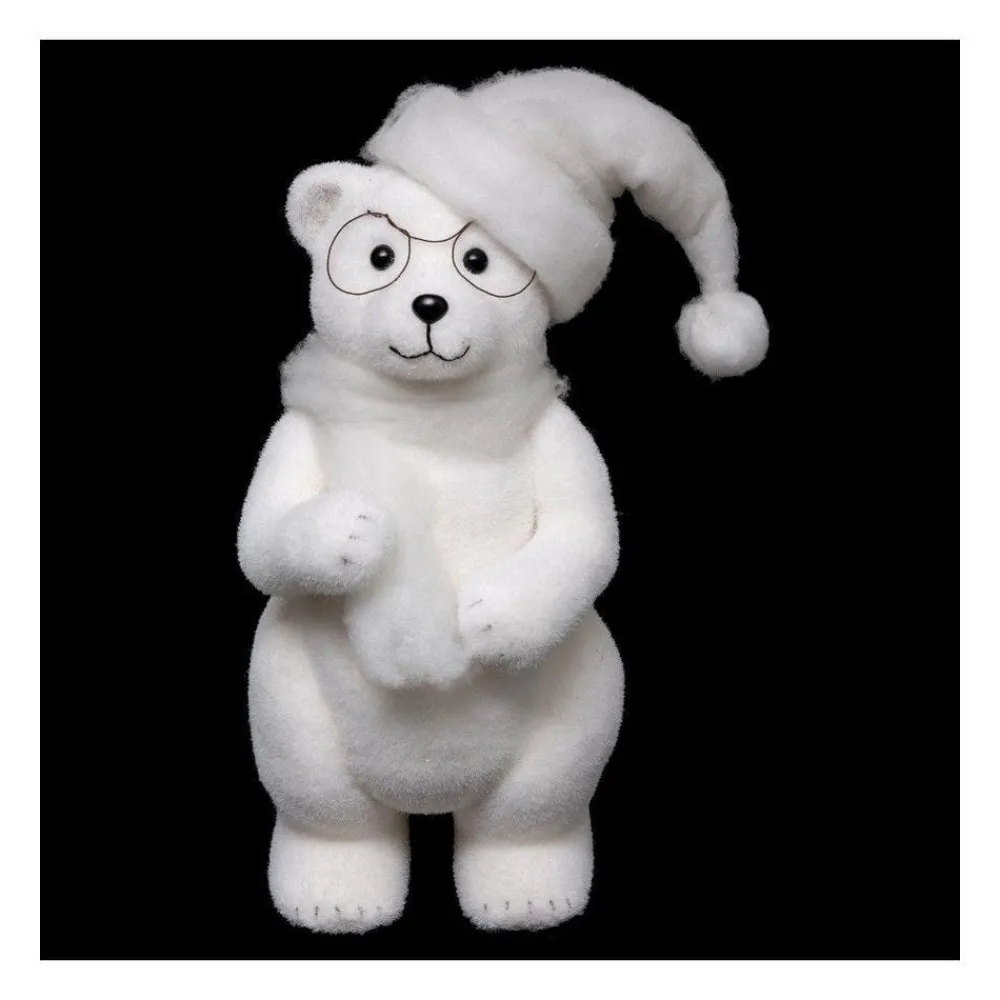 RETIF Deco De Noel Ours A Lunettes Blanc Floque H38Cm Store